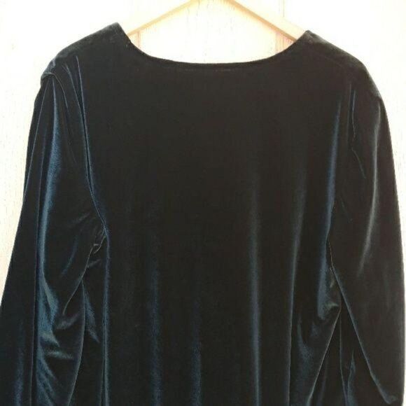 Vintage Cardigan Velour Jacket Formal Plunging V Hook Closure Forest Green Sz 1X - Picture 5 of 7